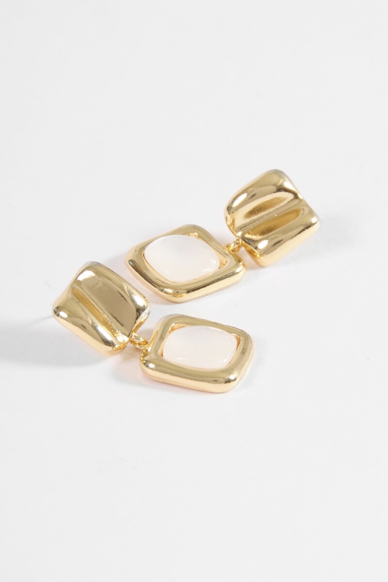 Caravanas metálicas dije nacarado dorado