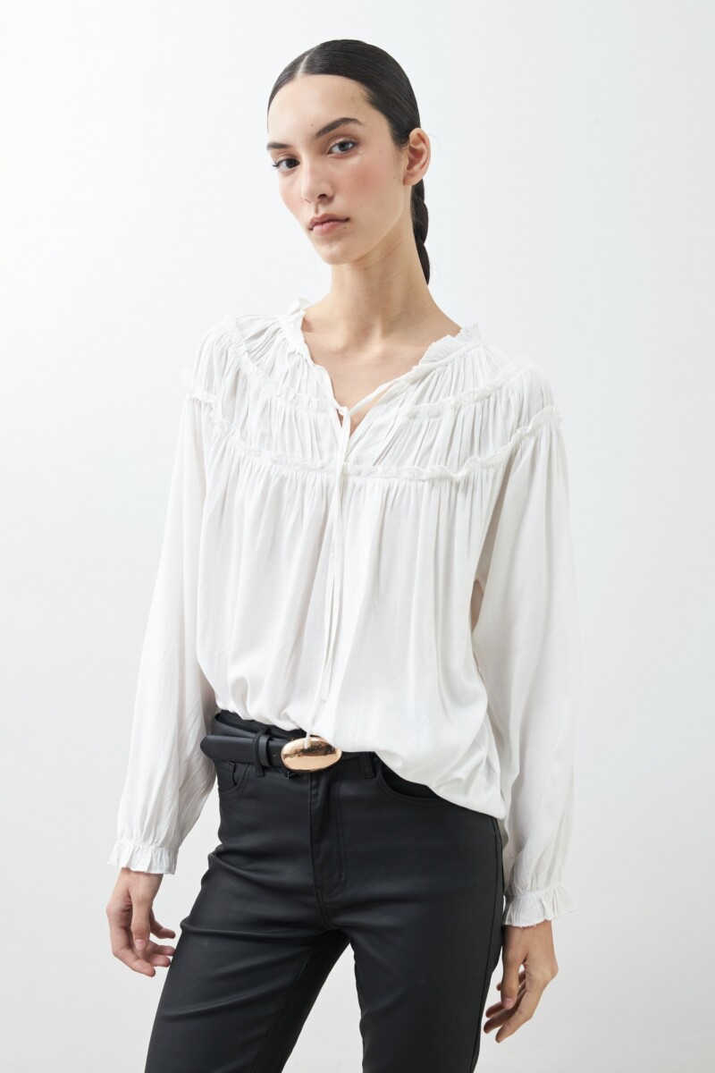 Blusa boho con volados crudo