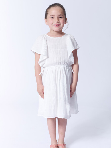 Vestido rustico volados Crudo