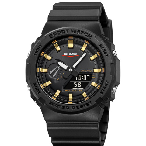 Reloj Skmei 2351BKGD color negro con detalles dorados para hombre Negro