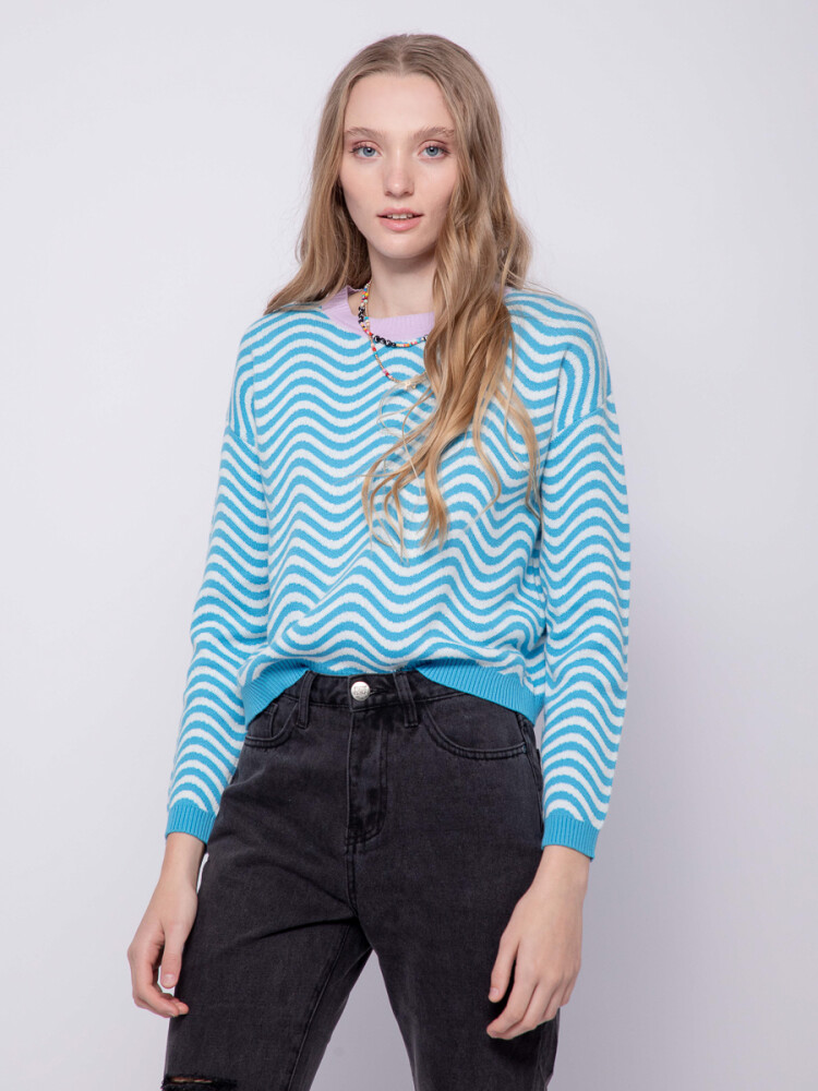 SWEATER WAVES Azul Claro