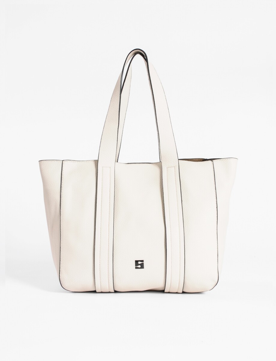 Shopper con pespuntes - crudo 