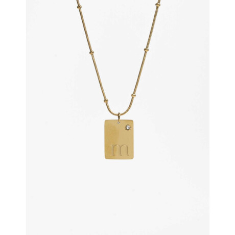 Cadena Corta Dije ''m'' Acero Dorado