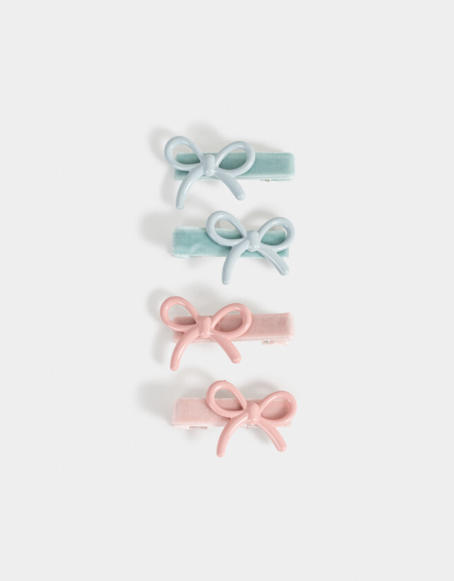 Hebillas Infantiles Con moño Set De Piquitos Con Moño - Combinacion Bicolor