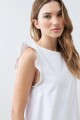 Vestido de lino con vivo metálico blanco