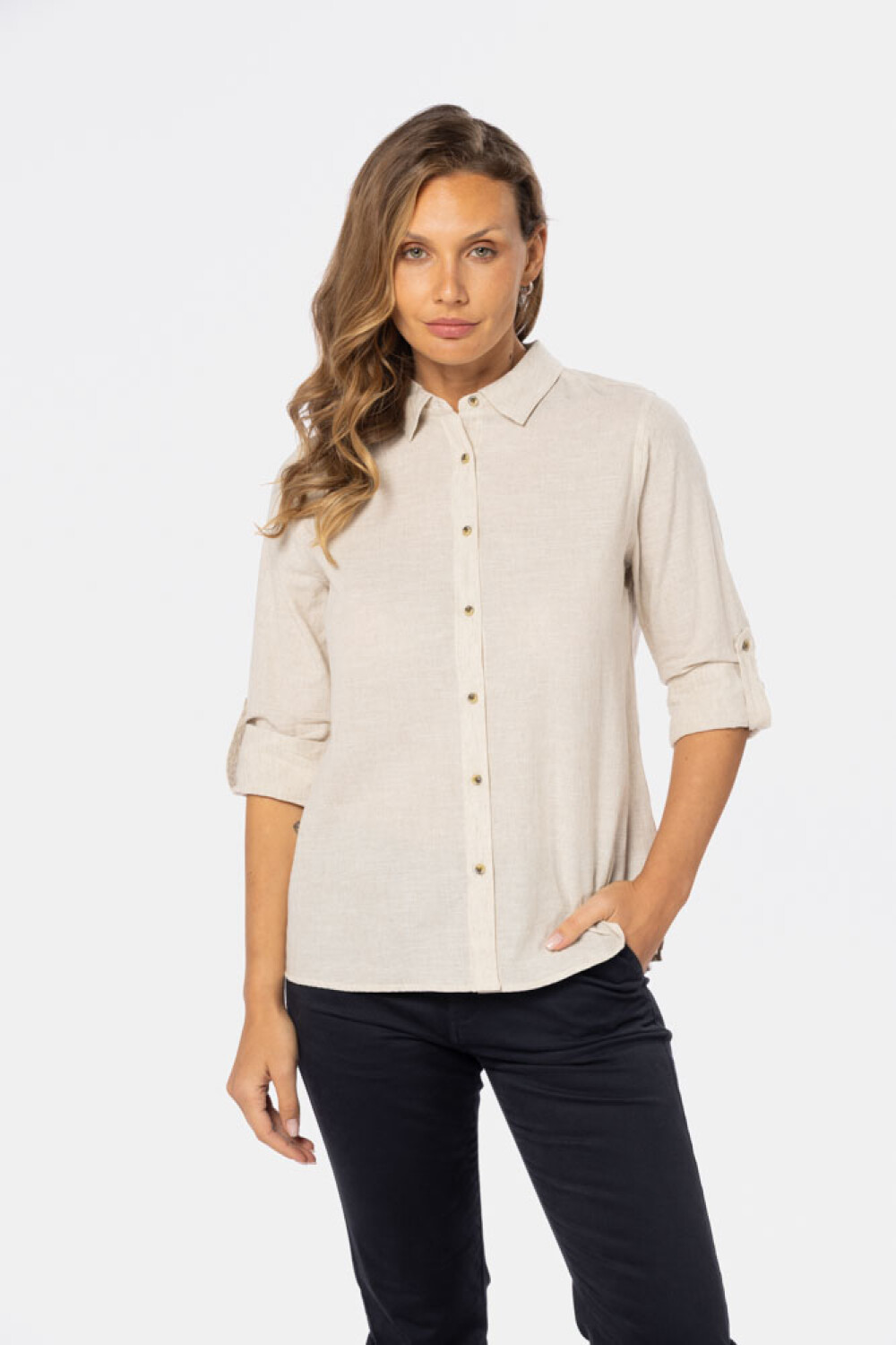 CAMISA DE LINO Beige