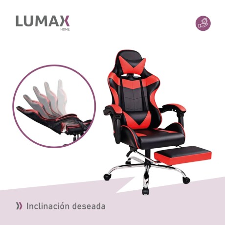 Silla Gamer Lumax Modelo ROM con Apoyapies Negro/Rojo