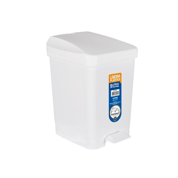PAPELERA PLASTICA C/PEDAL METASUL Blanca