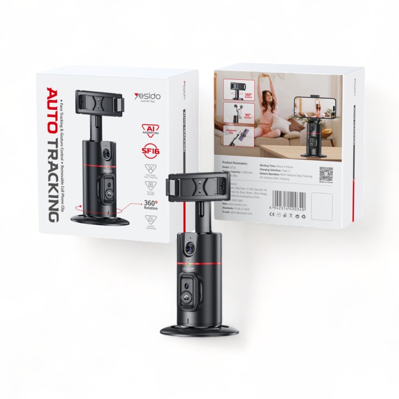 Soporte teléfono seguimiento Facial/Cuerpo IA automático 360° clip Sin Color