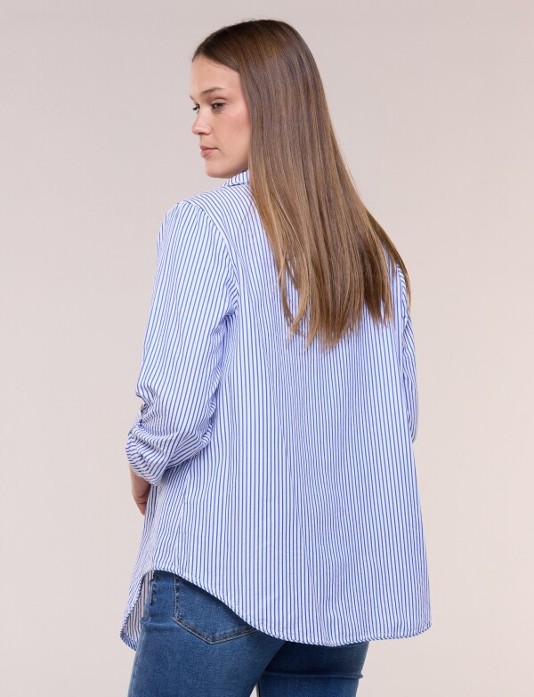 Sobrecamisa Holgada Rayada Con Presilla Ajustable BLANCO/AZUL