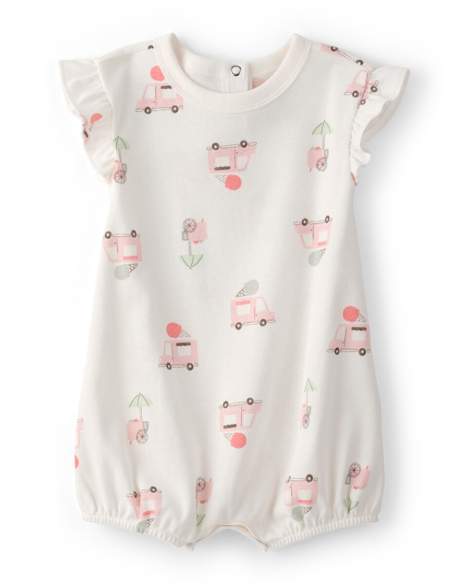 Monito bombachudo de algodón, blanco, diseño camiones de helado 