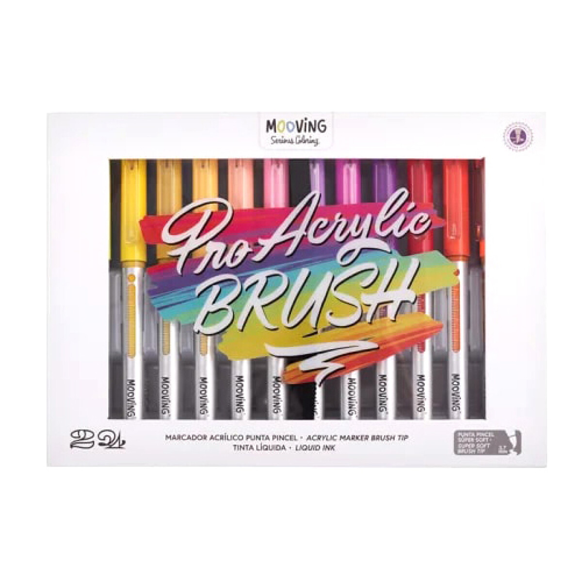 Marcador Mooving Acrilico Punta Pincel x 24 