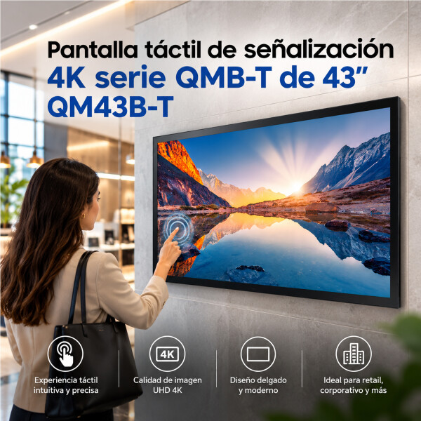 Pantalla Interactiva Samsung Qm43b-t 43" Táctil 4k Ultra Hd PANTALLA SAMSUNG 43" UHD TOUCH QMB-T