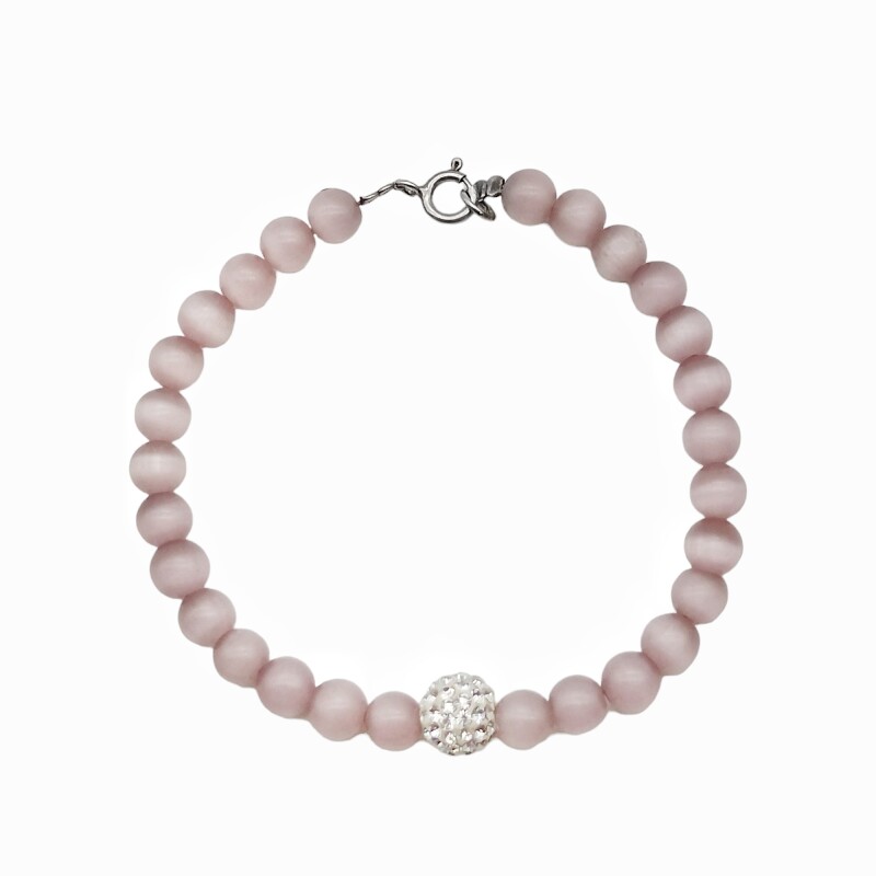 Pulsera bolitas-Plata 925-Piedra ojo de gato y zirconia-PU3026 conpiedra