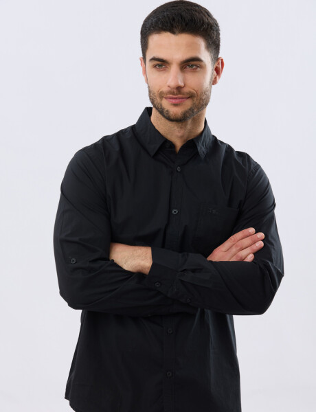 CAMISA LISA DE ALGODÓN Negro