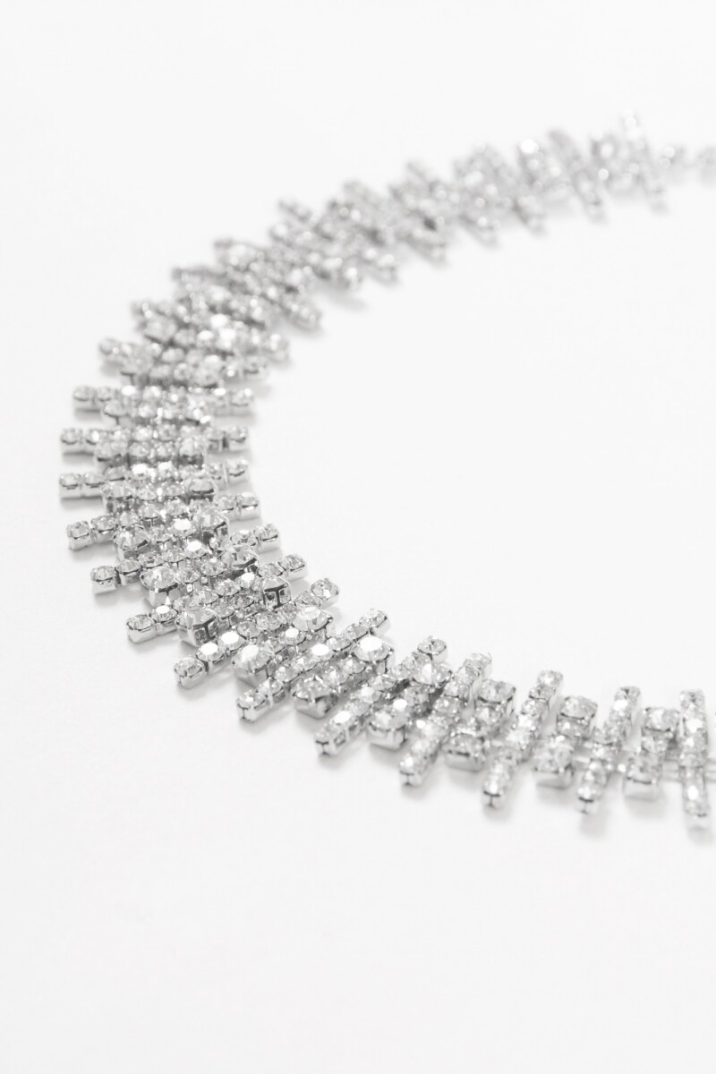 Gargantilla strass irregular plateado