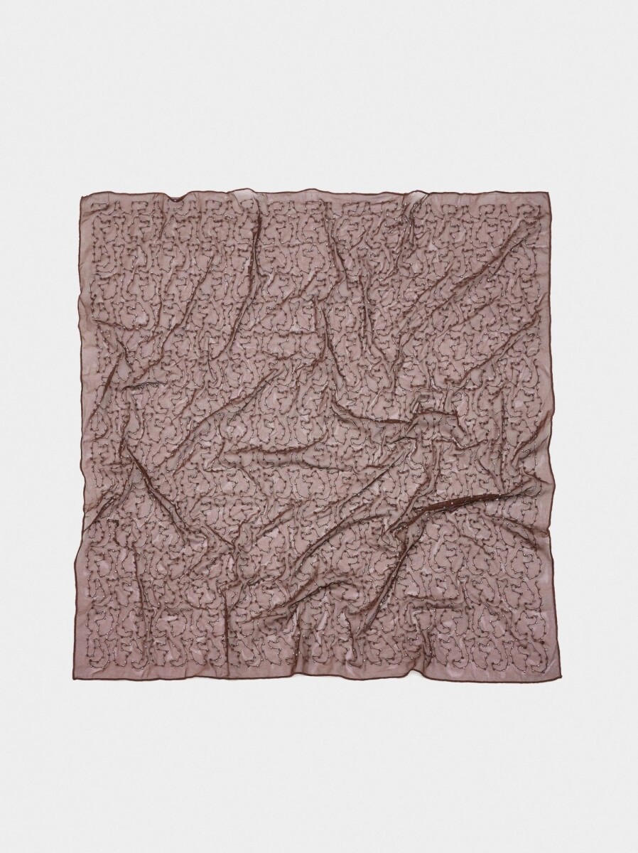 Pañuelo Multifuncional Con Abalorios - marron 