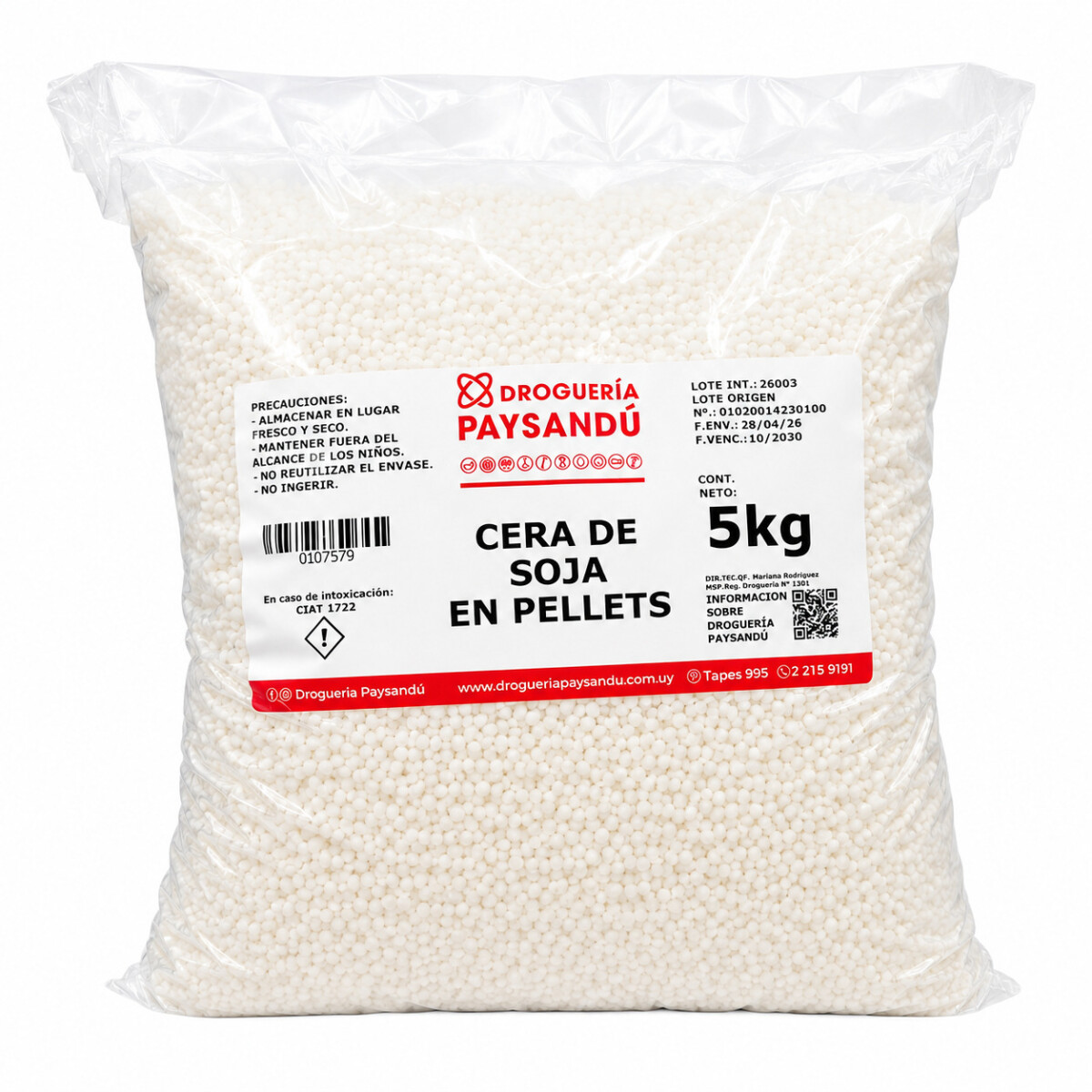 Cera de soja en pellets 5Kg 