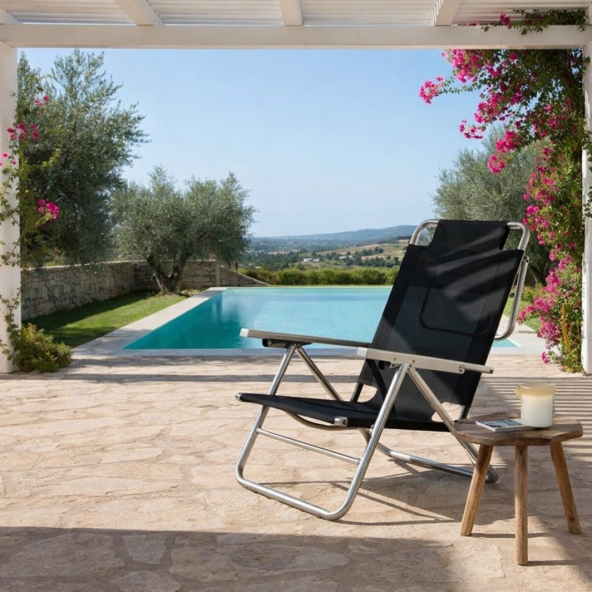 SILLA PLAYA ALUMINIO MOR SUMMER 6 POSICIONES - NEGRO 