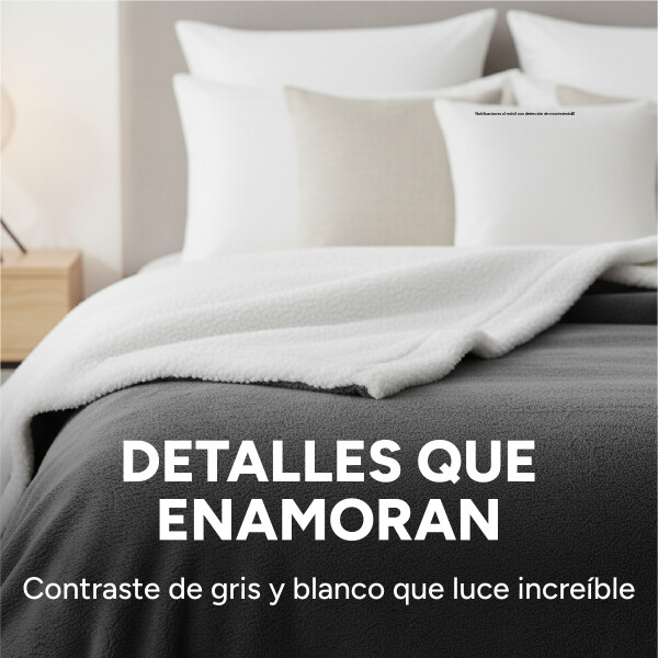 Frazada Manta Polar Con Corderito Acolchado 2 Plazas 230x200 Color Variante Gris