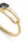 PULSERA RÍGIDA BAÑADA EN ORO 18K CON CRISTAL FACETADO NEGRO Pulsera