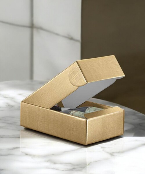 Caja rígida 2 botellas 34x18,5x9 cm. SETA ORO