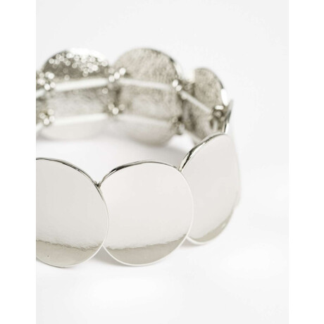 Pulsera Elástica Chapones Metal Plateado Rodio