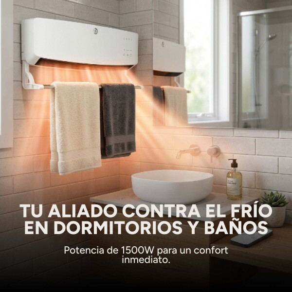 Caloventor Pared Goldtech 1500W 220V Accesorio Secado Ropa Blanco