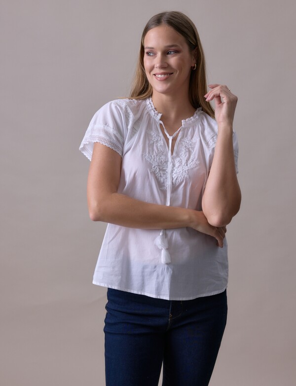 Blusa Algodon Det Puntilla BLANCO
