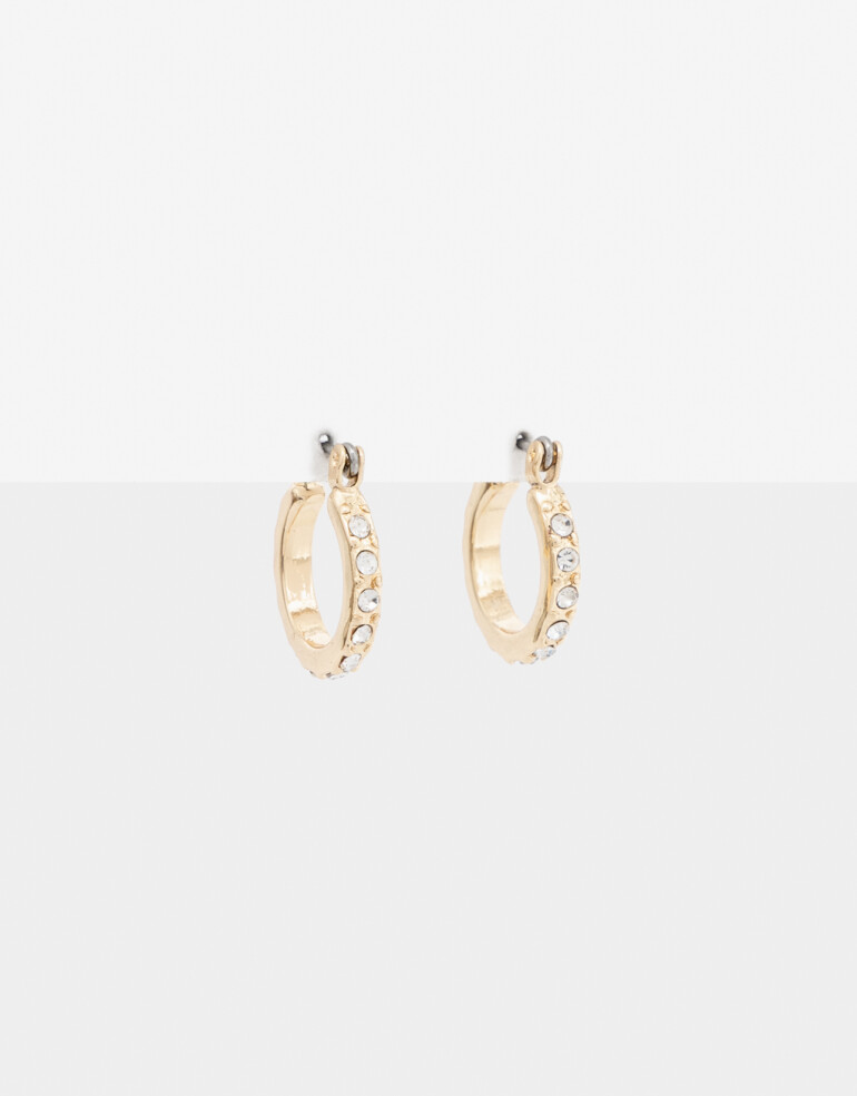 Aros Argollas Strass Argollas Con Strass - Cristal