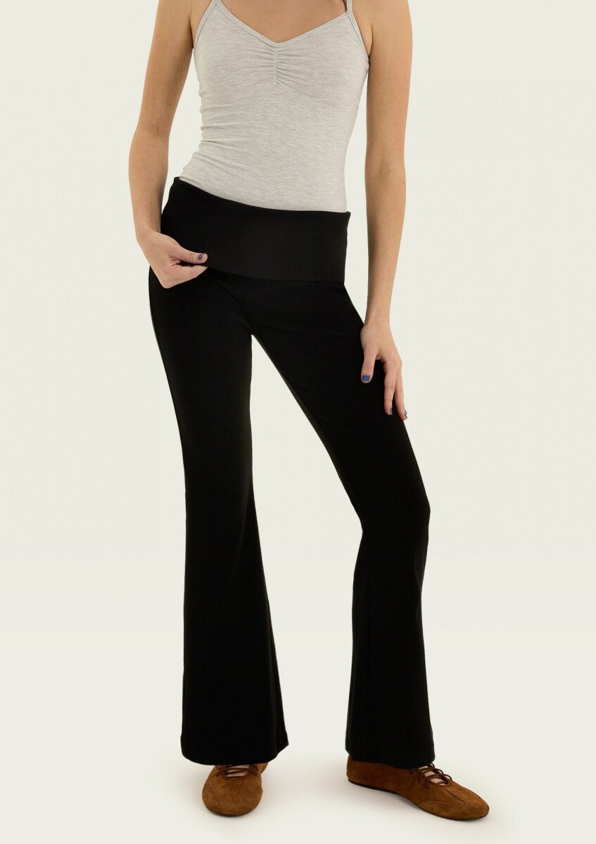 PANTALONES ACAMPANADOS CON CINTURA ELÁSTICA - NEGRO 
