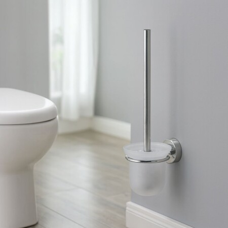 ESCOBILLA PARA BAÑO CON VENTOSA PLATEADO