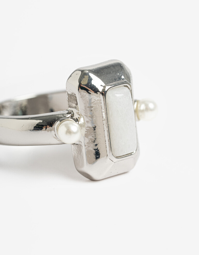 Anillos Medianos y Grandes Metal Anillo Metal Esmaltado - Plateado Rodio