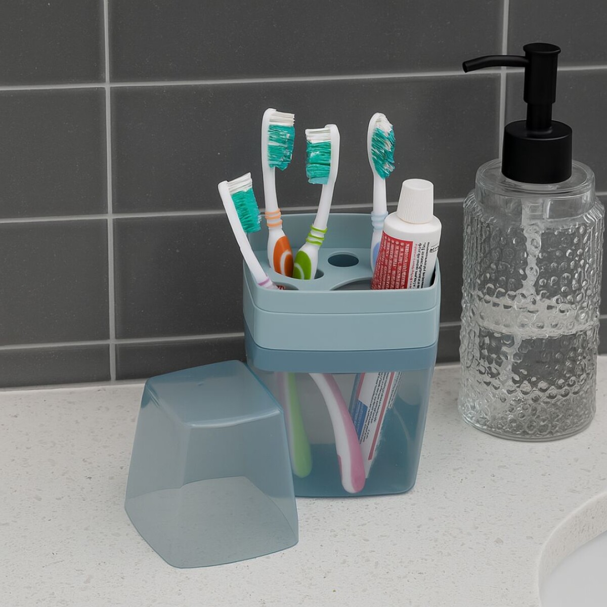 PORTA CEPILLO DE DIENTES CON TAPA 