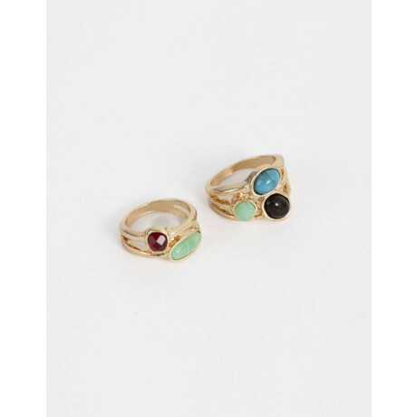 Sets Anillos Piedra Dorado
