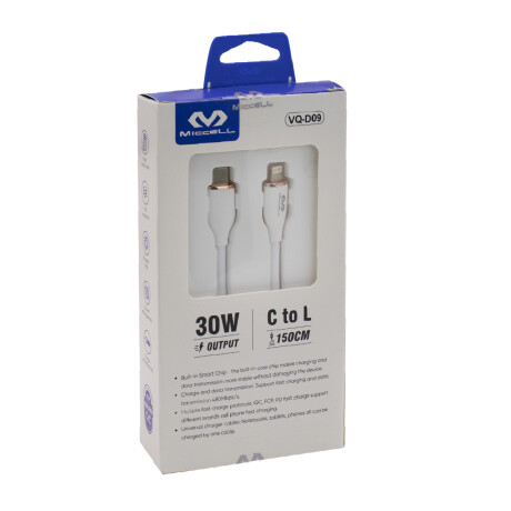 Cable C A iPhone Miccell Vq-d09 30w 1.5m Blanco Cable C A iPhone Miccell Vq-d09 30w 1.5m Blanco