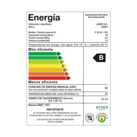 Calefón James 30 Litros Acero Cilíndrico Calefón James 30 Litros Acero Cilíndrico