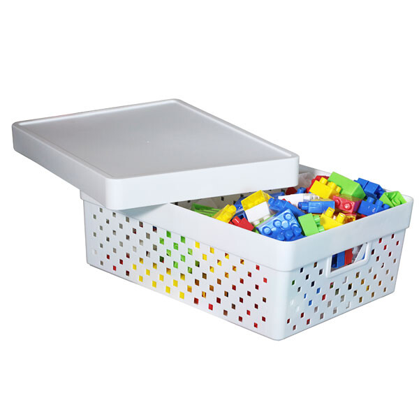 ORGANIZADOR QUADRATTA CON TAPA 39X29X14 CMS BLANCO BLANCO