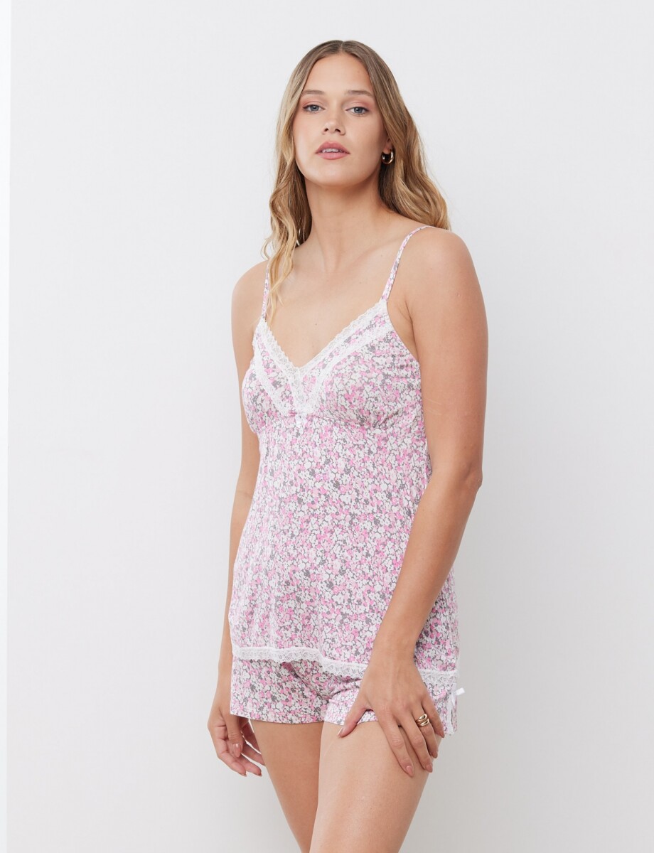 Pijama Musculosa Y Short - Rosa/multi 