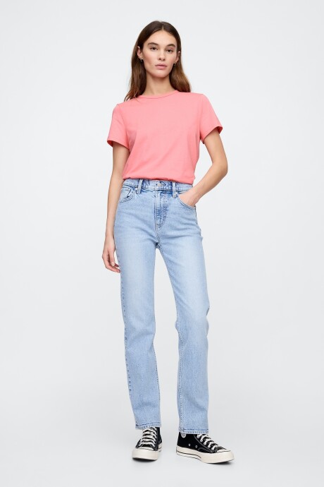 Remera Bàsica Manga Corta Cuello Redondo Mujer Neon Blazing Pink