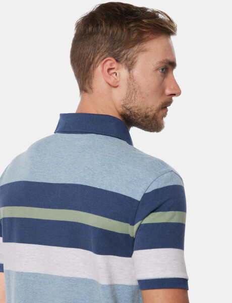 REMERA POLO JERSEY RAYADA Celeste