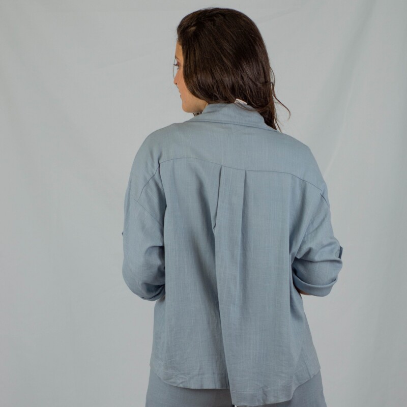 Camisa Dama 3/4 Lino Blue