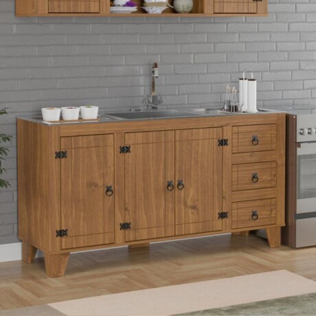Bajo mesada 3 puertas 3 cajones Linea Naturale Roble