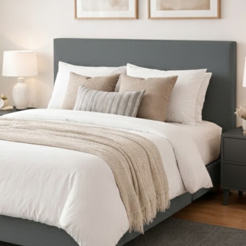 Respaldo de Cama para Dormitorio Premium 2 Plazas / Queen en Tela Chenille Gris Respaldo de Cama para Dormitorio Premium 2 Plazas / Queen en Tela Chenille Gris