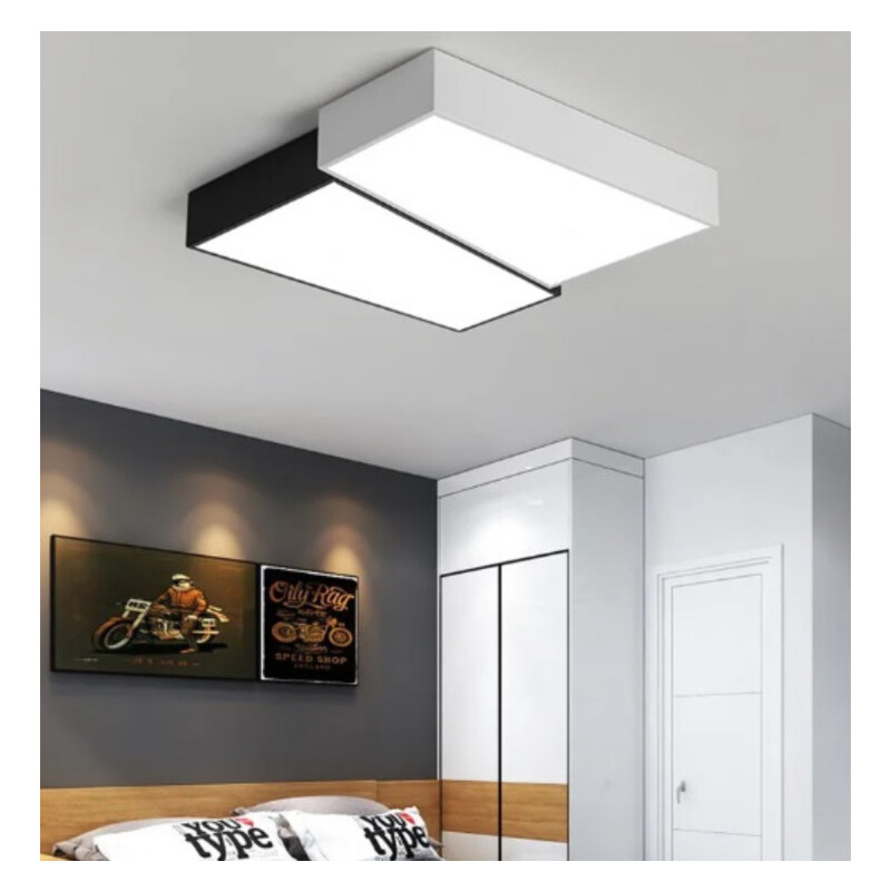 Plafon Led Integrado Combinado Blanco Y Negro Blanco