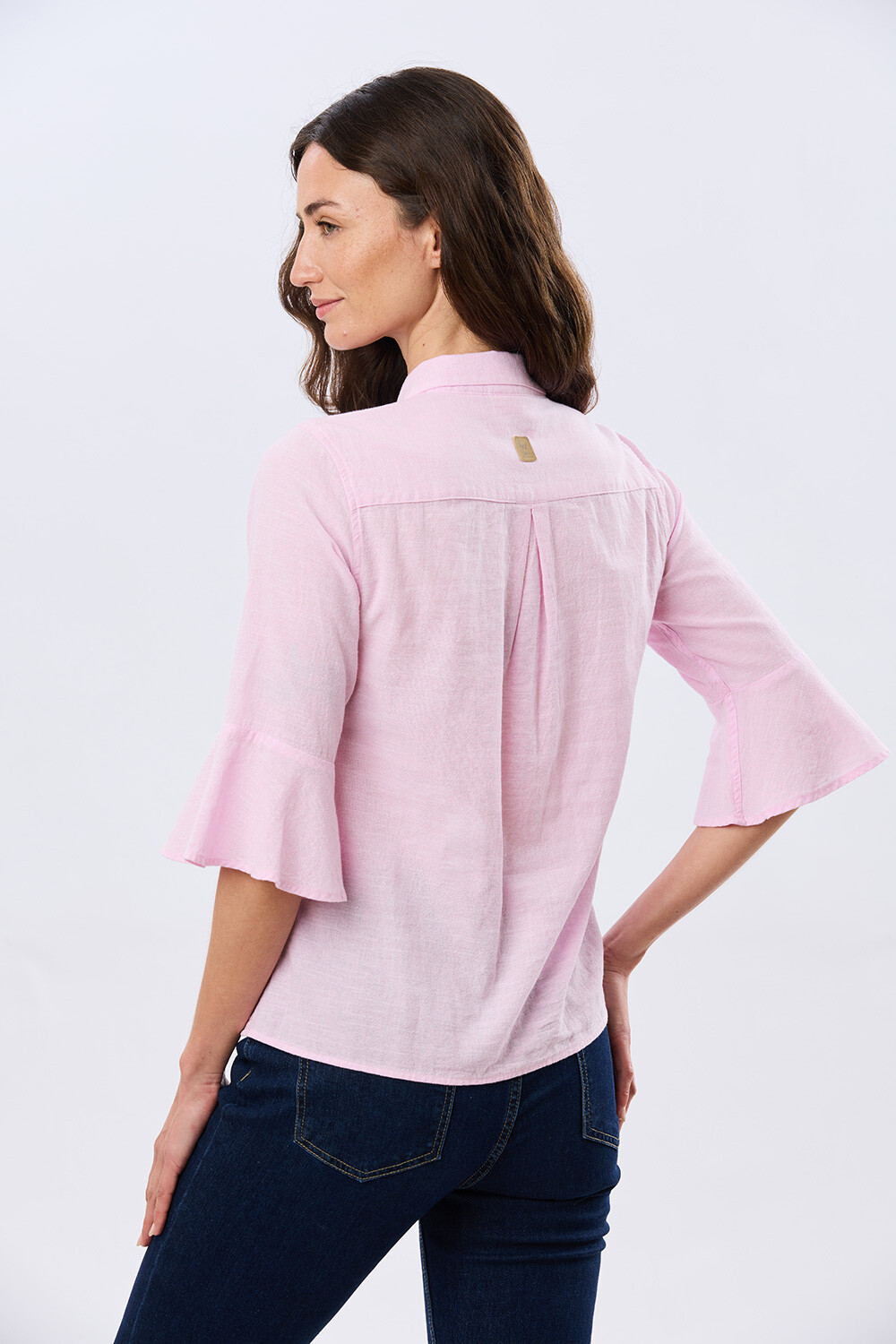 CAMISA DE LINO CON VOLADOS Rosacla