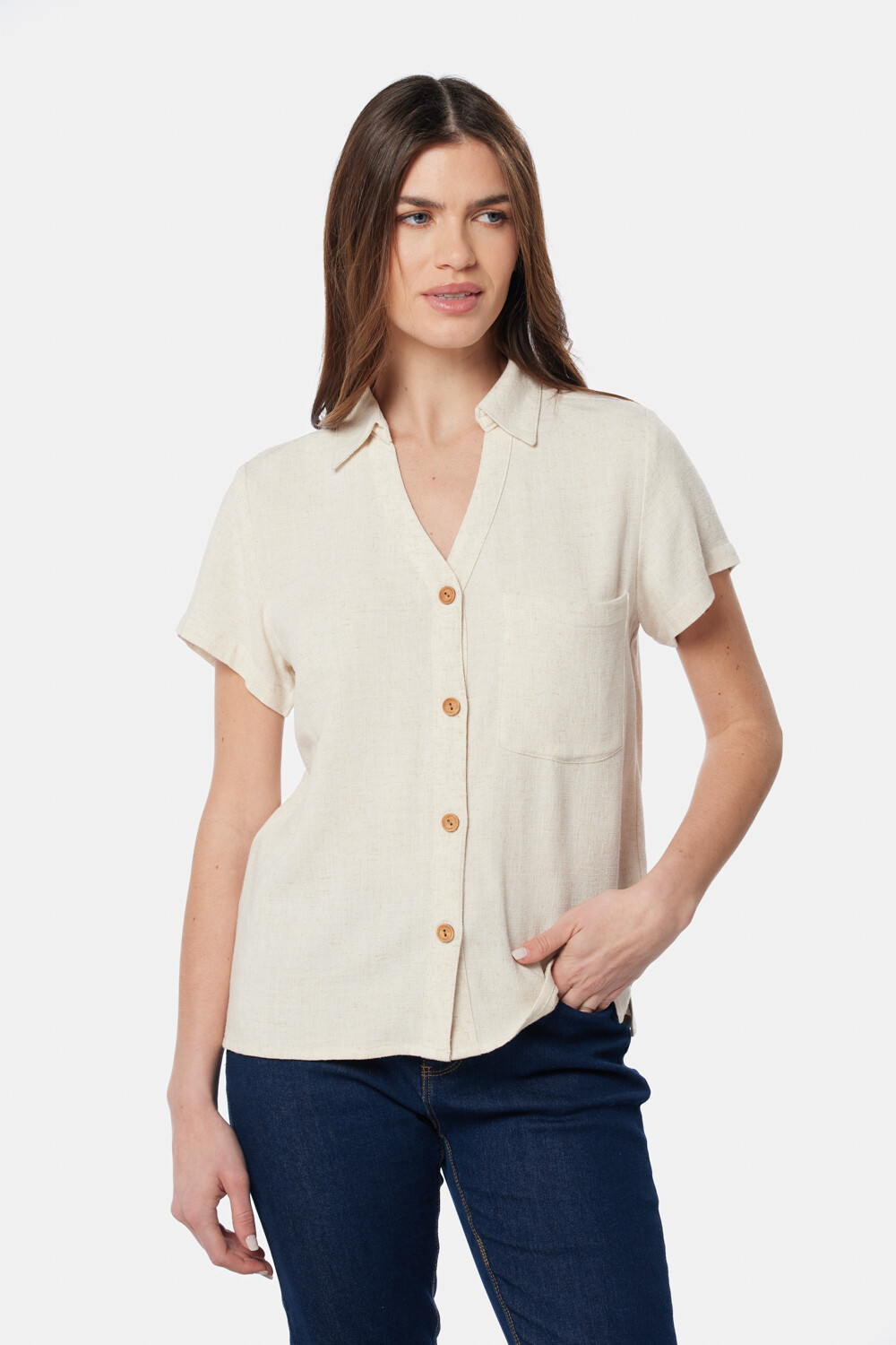 CAMISA DE LINO Beige