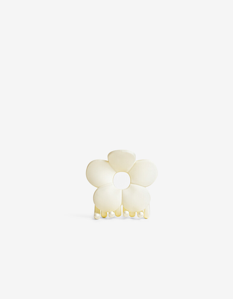 Broche Flores Broche Acrílico Flor - Blanco Crudo