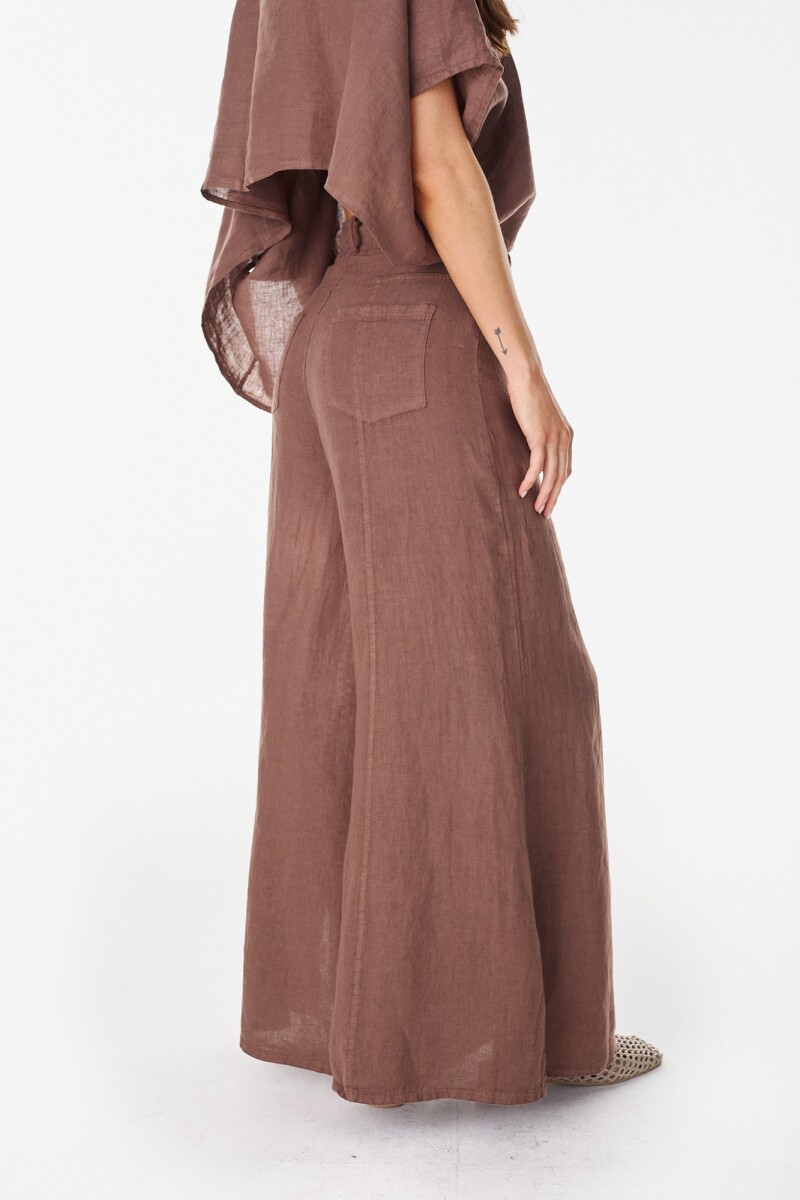 Pantalon Cuarzo Lino Chocolate
