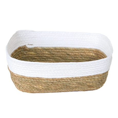 Cesto Canasto Fibra Natural Paramount Decoración 30x23x11Cm Blanco